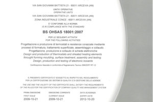 Сертификат компаний Thermowatt Italy