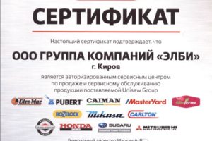 Сертификат UNISAW