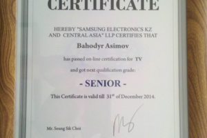Сертификат участника по ремонту телевизоров Сертификат участника по ремонту телевизоров