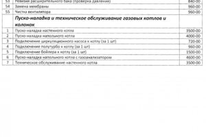Прейскурант цен на ремонт и обслуживание газовых котлов в Орле.